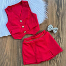 Conjunto infantil colete e short saia