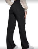 Calça wide leg rasgada no joelho