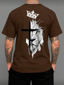 Camiseta masculina leão cruz 100% algodão