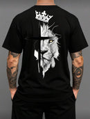 Camiseta masculina leão cruz 100% algodão