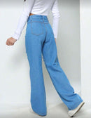 Calça wide leg estampada juvenil