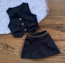 Conjunto infantil colete e short saia