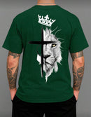 Camiseta masculina leão cruz 100% algodão