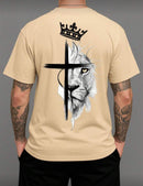 Camiseta masculina leão cruz 100% algodão