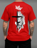 Camiseta masculina leão cruz 100% algodão
