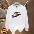 Men's round Neck Fleece Lined Thickened Sweatshirt Loose Long Sleeve Hoodie Casual Comfortable Spring Autumn Fashionable Stre...