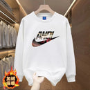 Men's round Neck Fleece Lined Thickened Sweatshirt Loose Long Sleeve Hoodie Casual Comfortable Spring Autumn Fashionable Stre...
