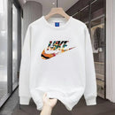 Men's round Neck Fleece Lined Thickened Sweatshirt Loose Long Sleeve Hoodie Casual Comfortable Spring Autumn Fashionable Stre...
