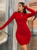 vestido curto manga longa