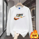 Men's round Neck Fleece Lined Thickened Sweatshirt Loose Long Sleeve Hoodie Casual Comfortable Spring Autumn Fashionable Stre...