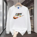 Men's round Neck Fleece Lined Thickened Sweatshirt Loose Long Sleeve Hoodie Casual Comfortable Spring Autumn Fashionable Stre...